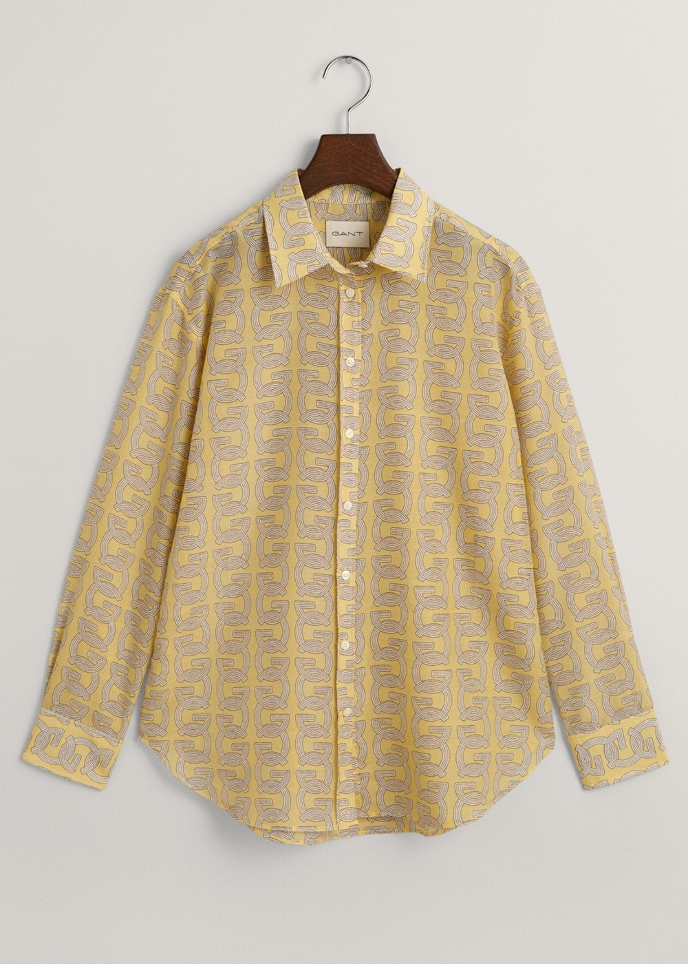 G Patterned Cotton Silk Shirt - Dusty Yellow - 7