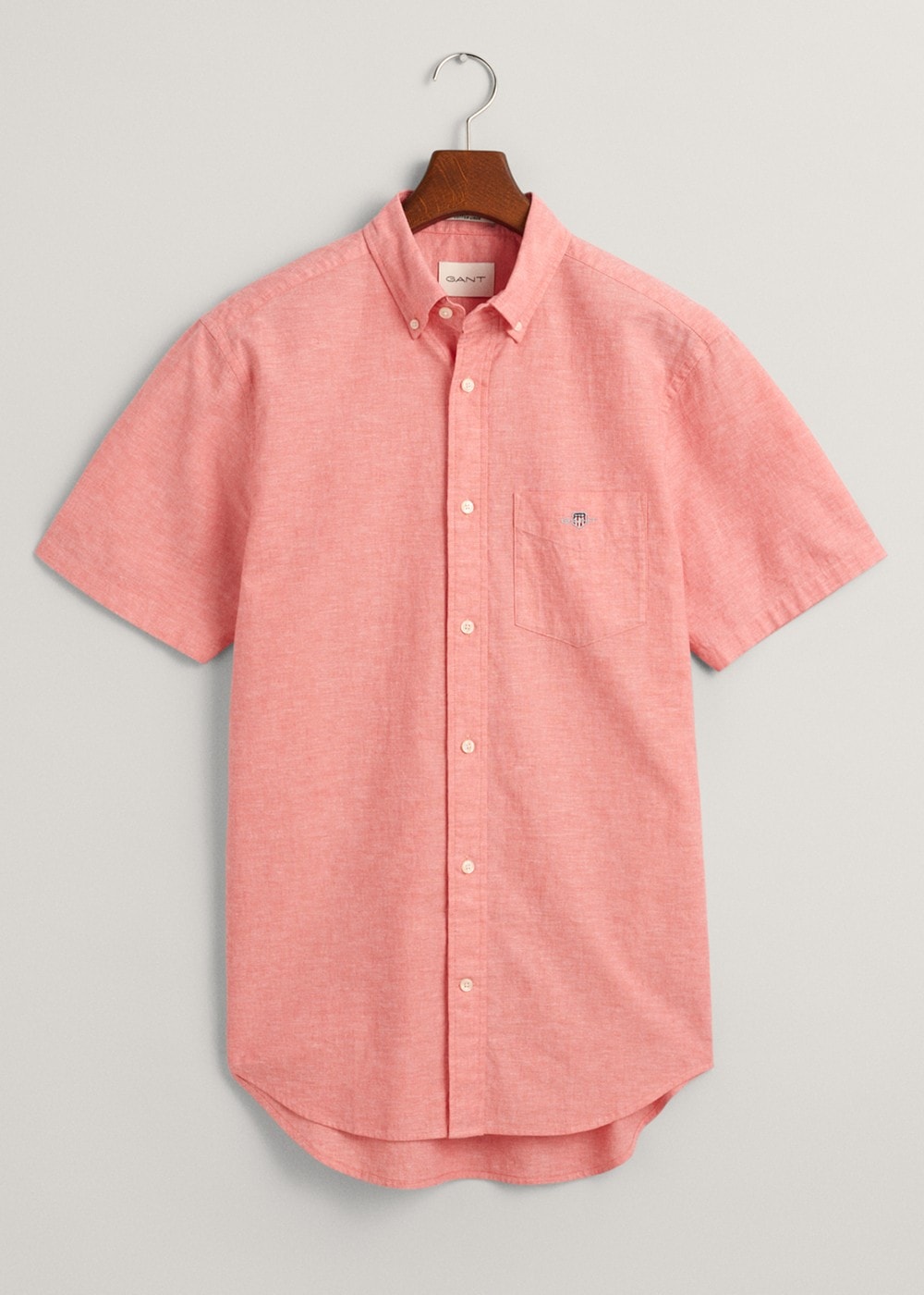 Cotton Linen Short Sleeve Shirt - Sunset Pink - 4