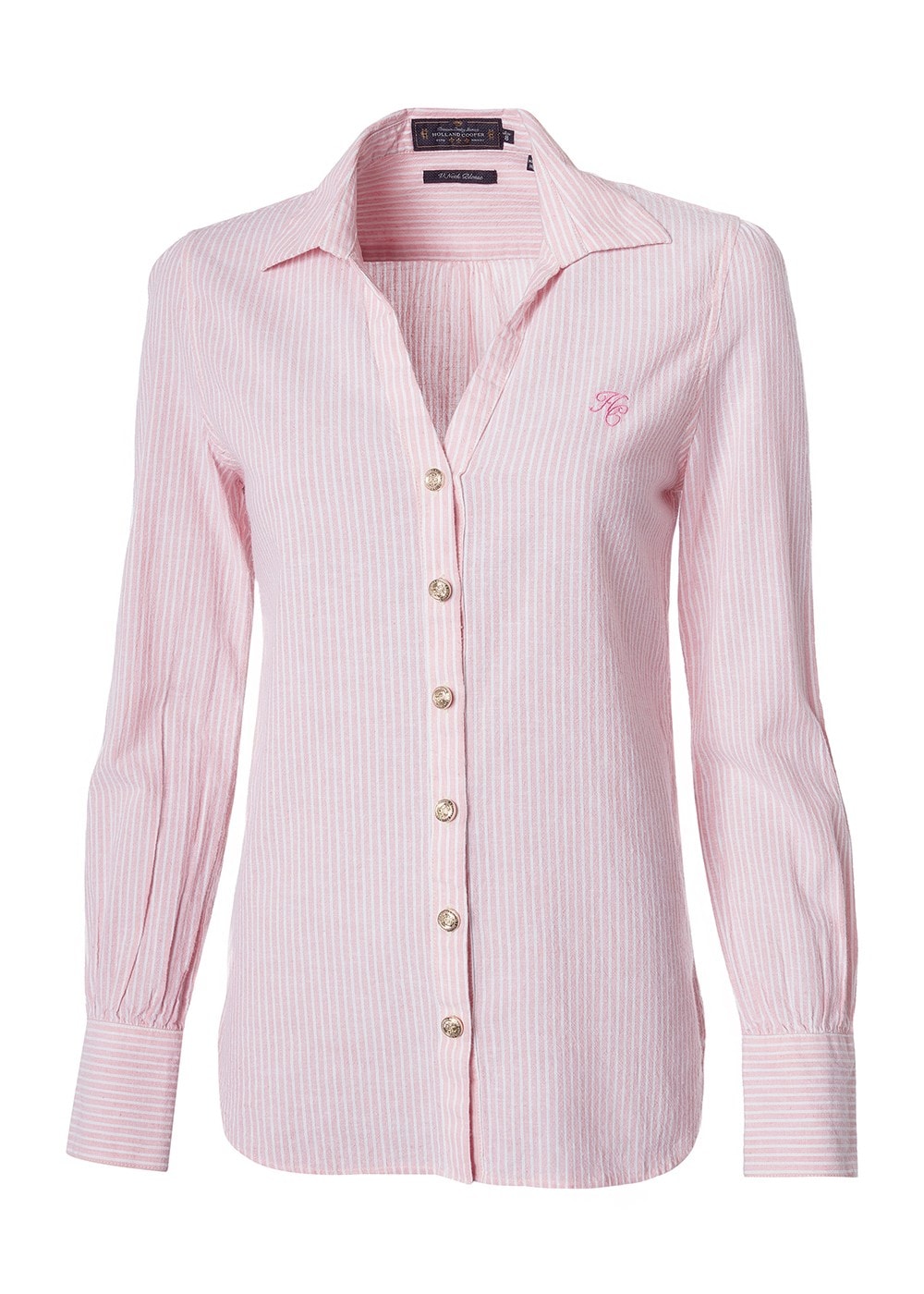 Classic V-Neck Shirt - Pink Stripe - 9