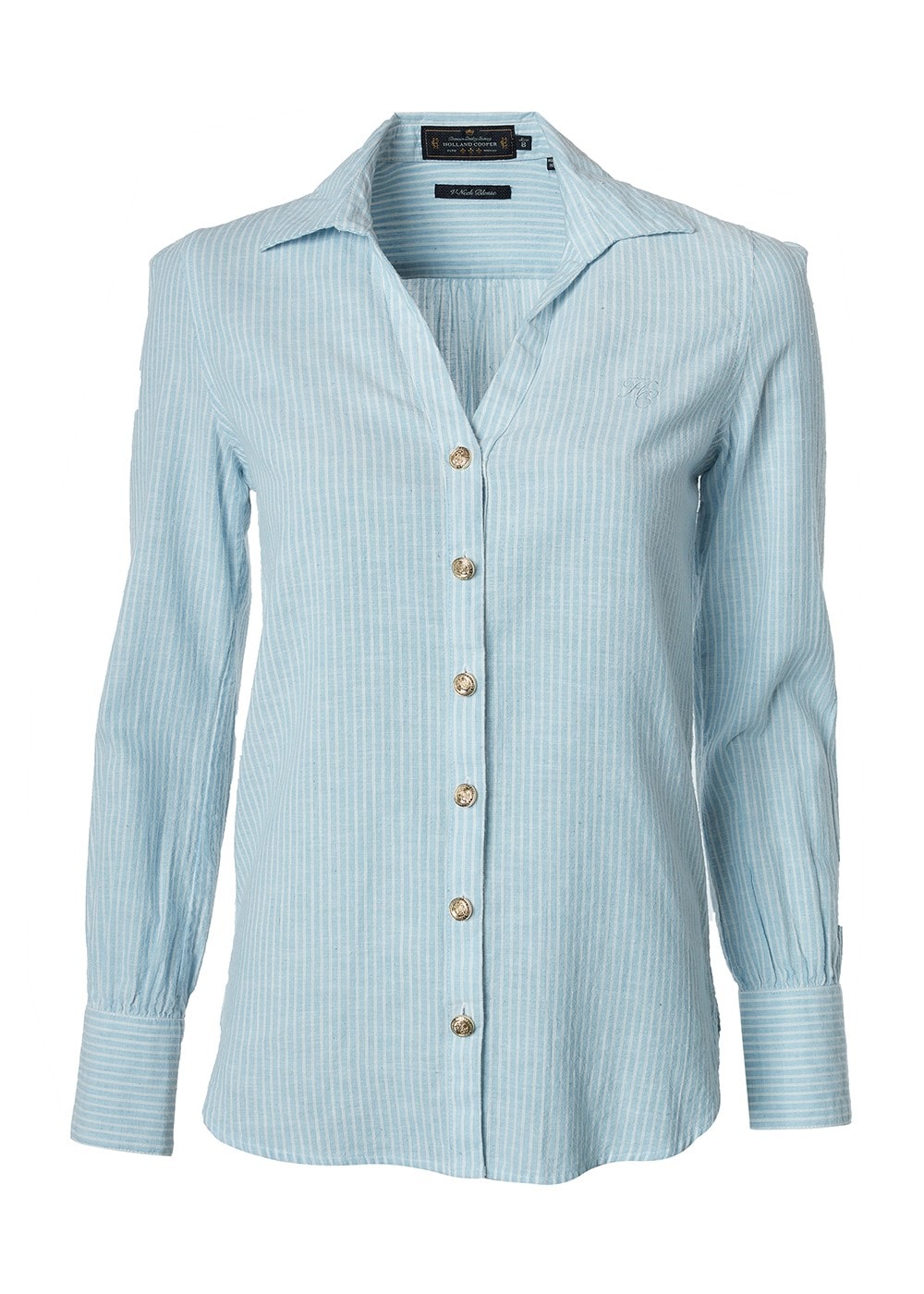 Classic V-Neck Shirt - Azure Stripe - 8