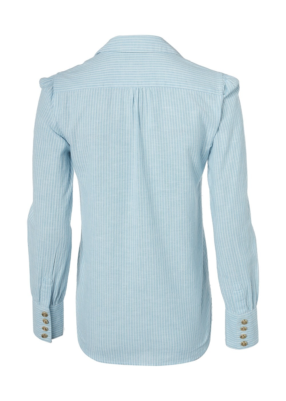 Classic V-Neck Shirt - Azure Stripe - 9