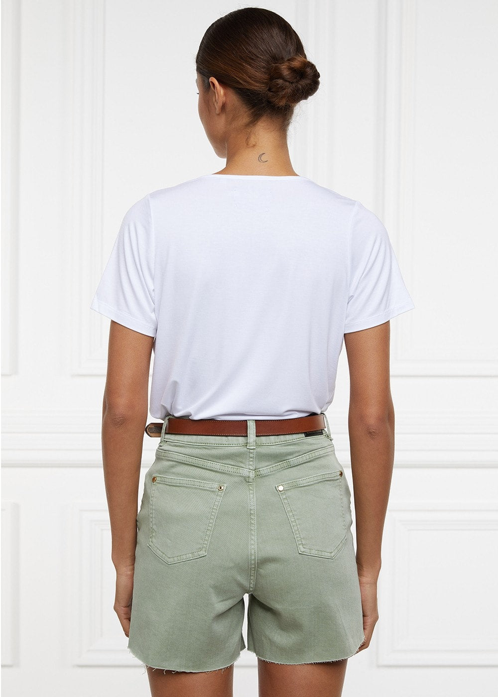 High Rise Denim Shorts - Sage - 2