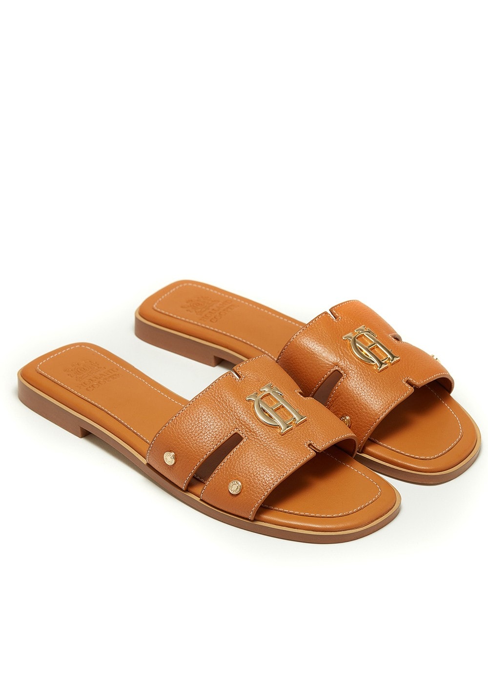 Monogram Slides - Tan Leather - 1