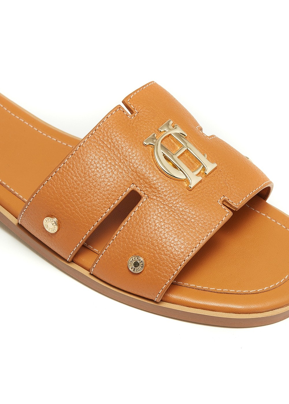 Monogram Slides - Tan Leather - 4