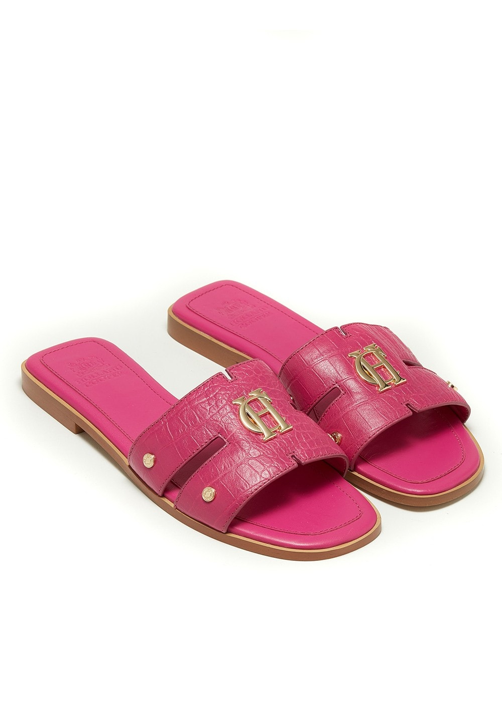 Monogram Slides - Pink Croc - 1