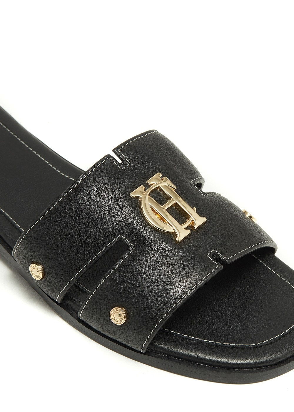 Monogram Slides - Black Leather - 4