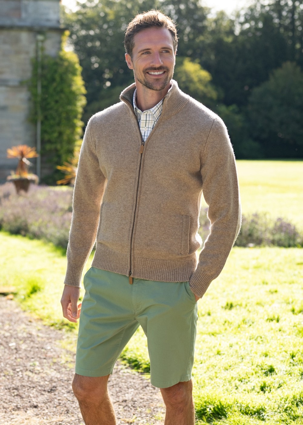 Lambswool 4 Ply Plain Jacket - Colt with Landscape - 2