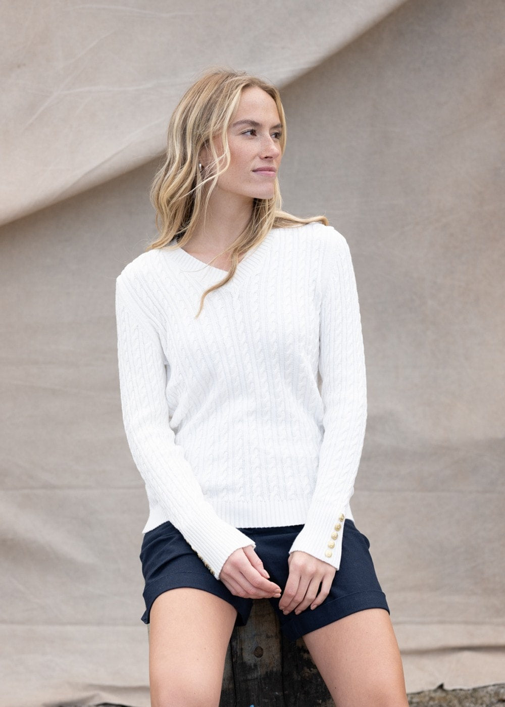 Seattle V-Neck Knit - Winter White - 2