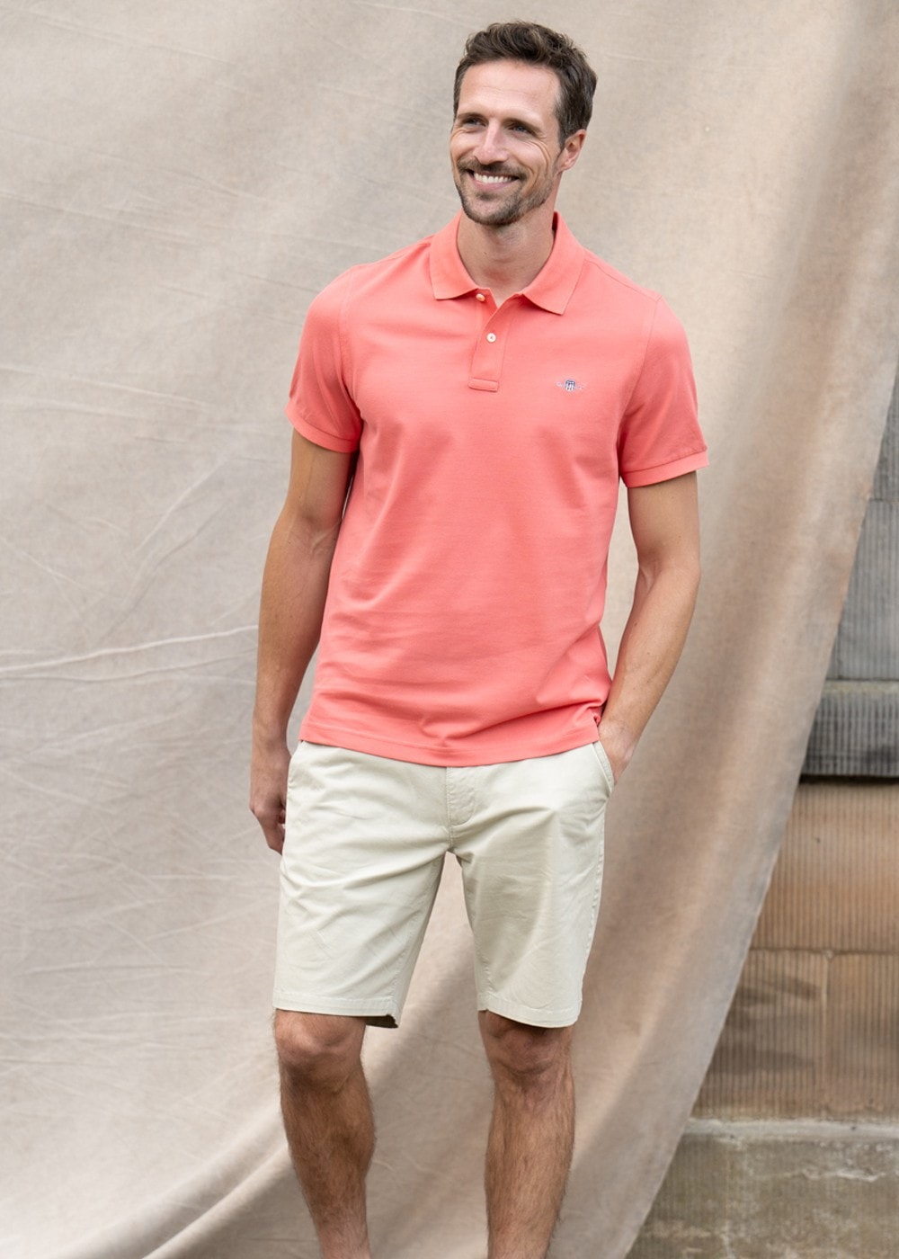 Shield Pique Polo - Sunset Pink - 2