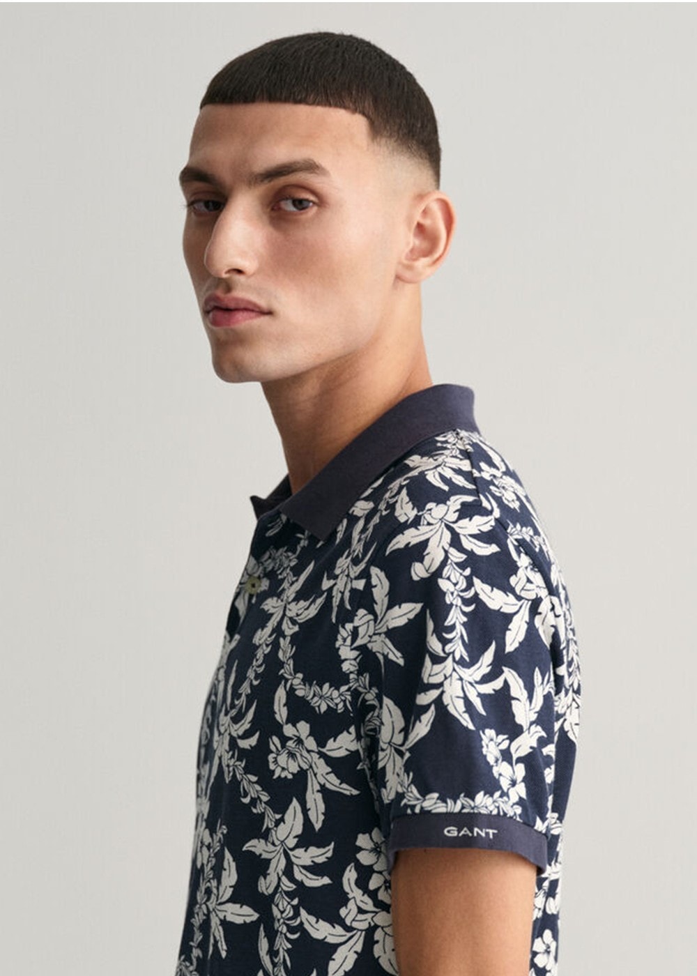 Palm Print Polo - Evening Blue - 3