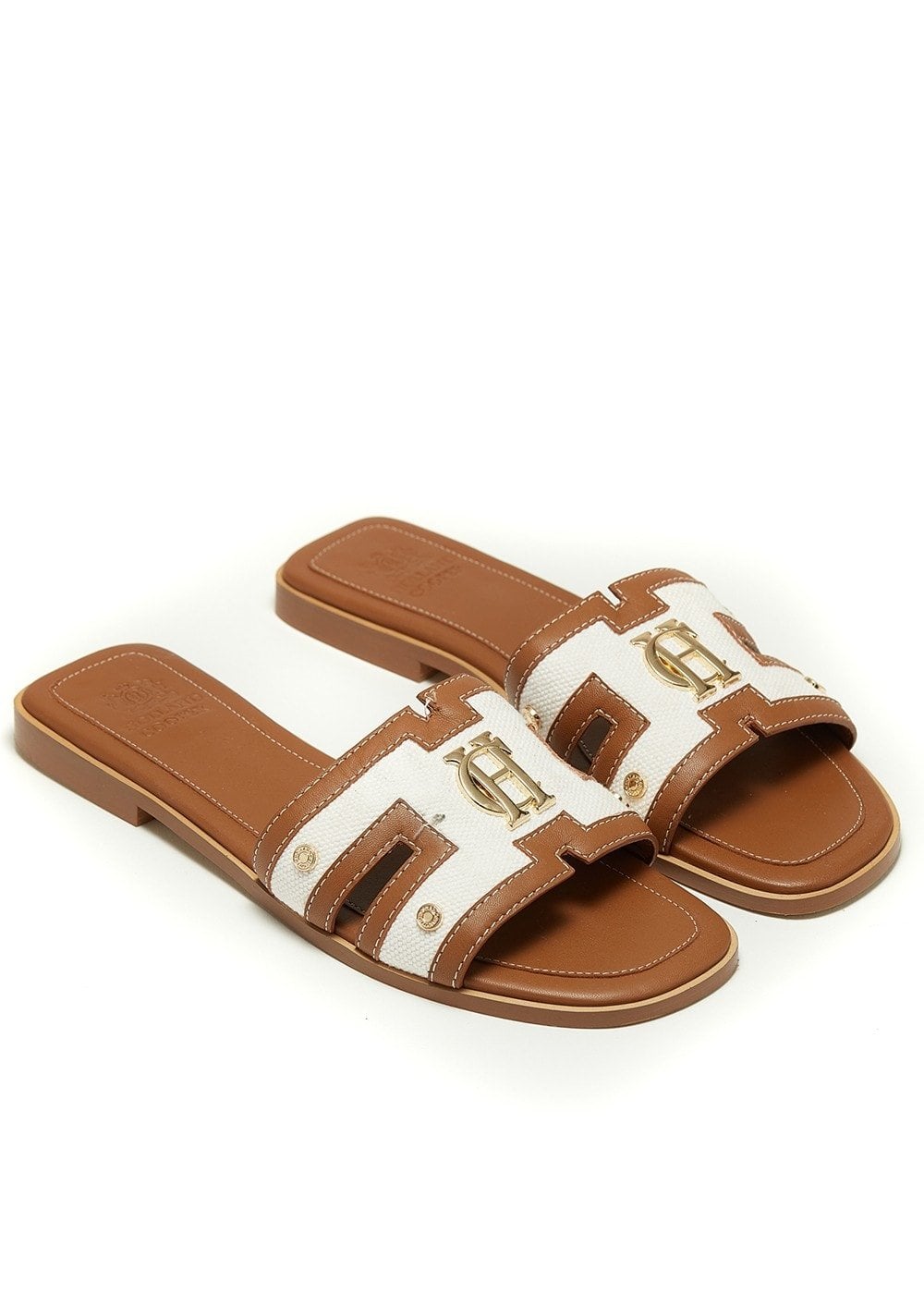 Monogram Slides - Tan Canvas - 1