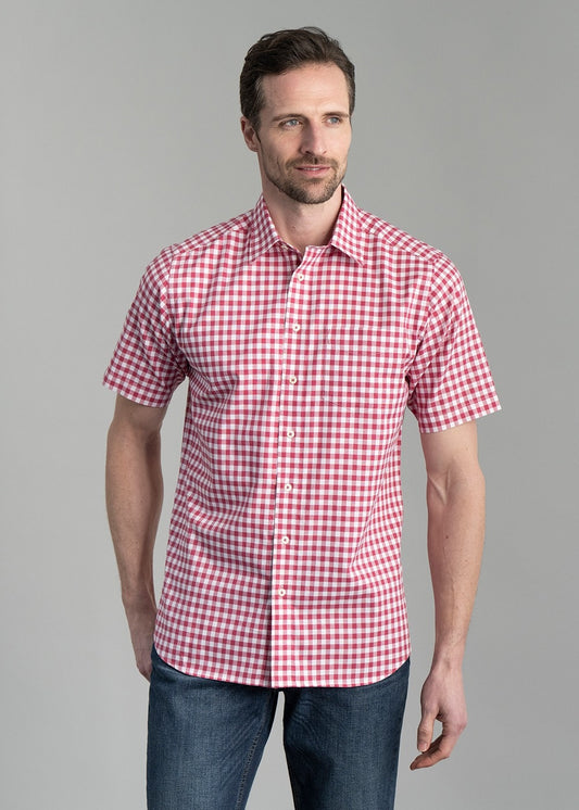 Jasper Short Sleeve Oxford Shirt - Ruby - 1