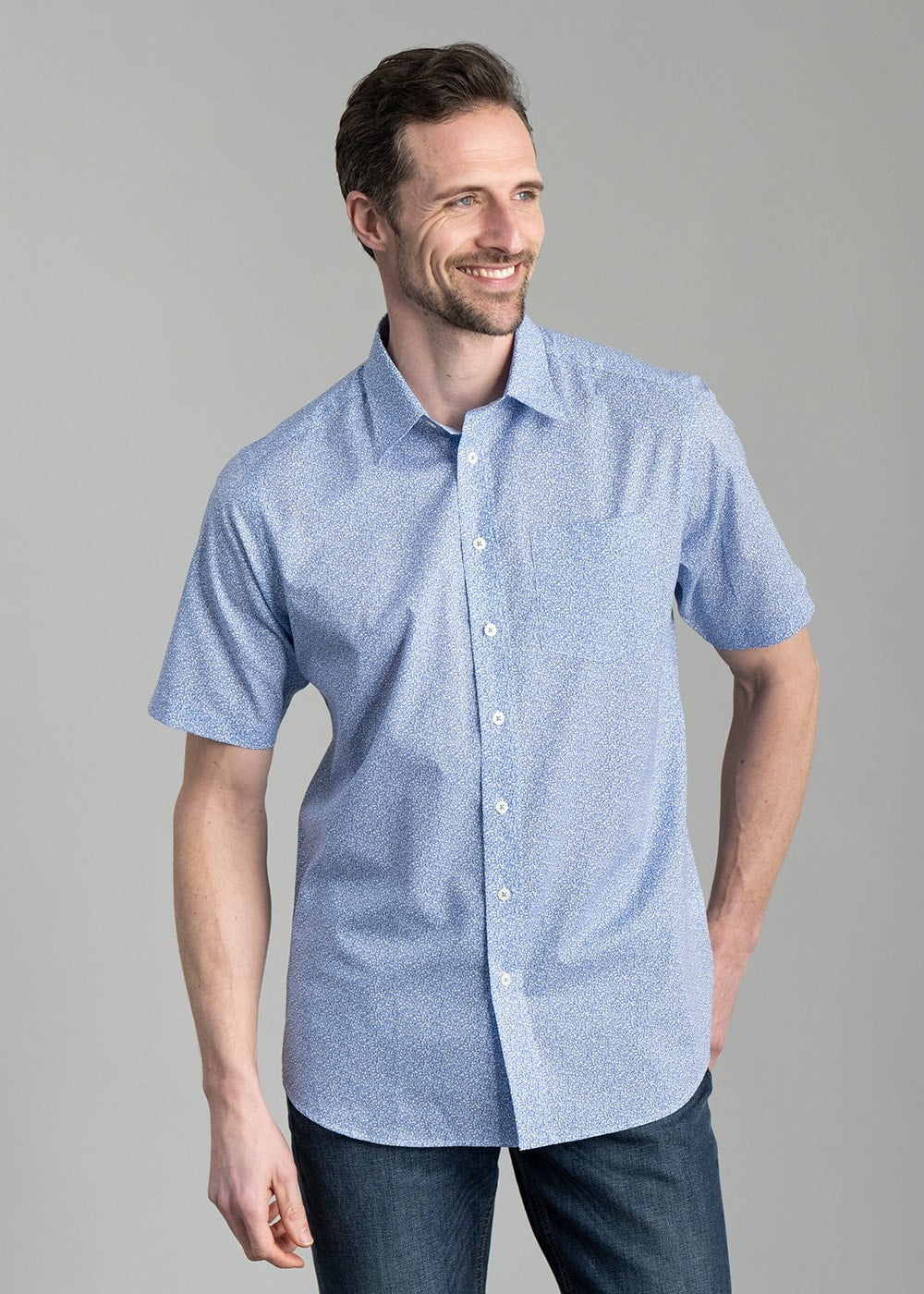 Freddie Short Sleeve Floral Shirt - Blue - 1