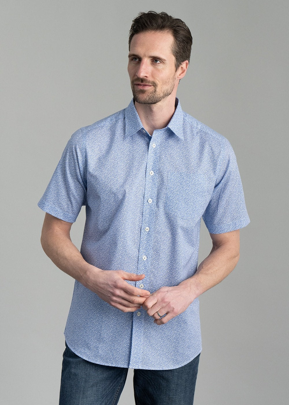 Freddie Short Sleeve Floral Shirt - Blue - 2