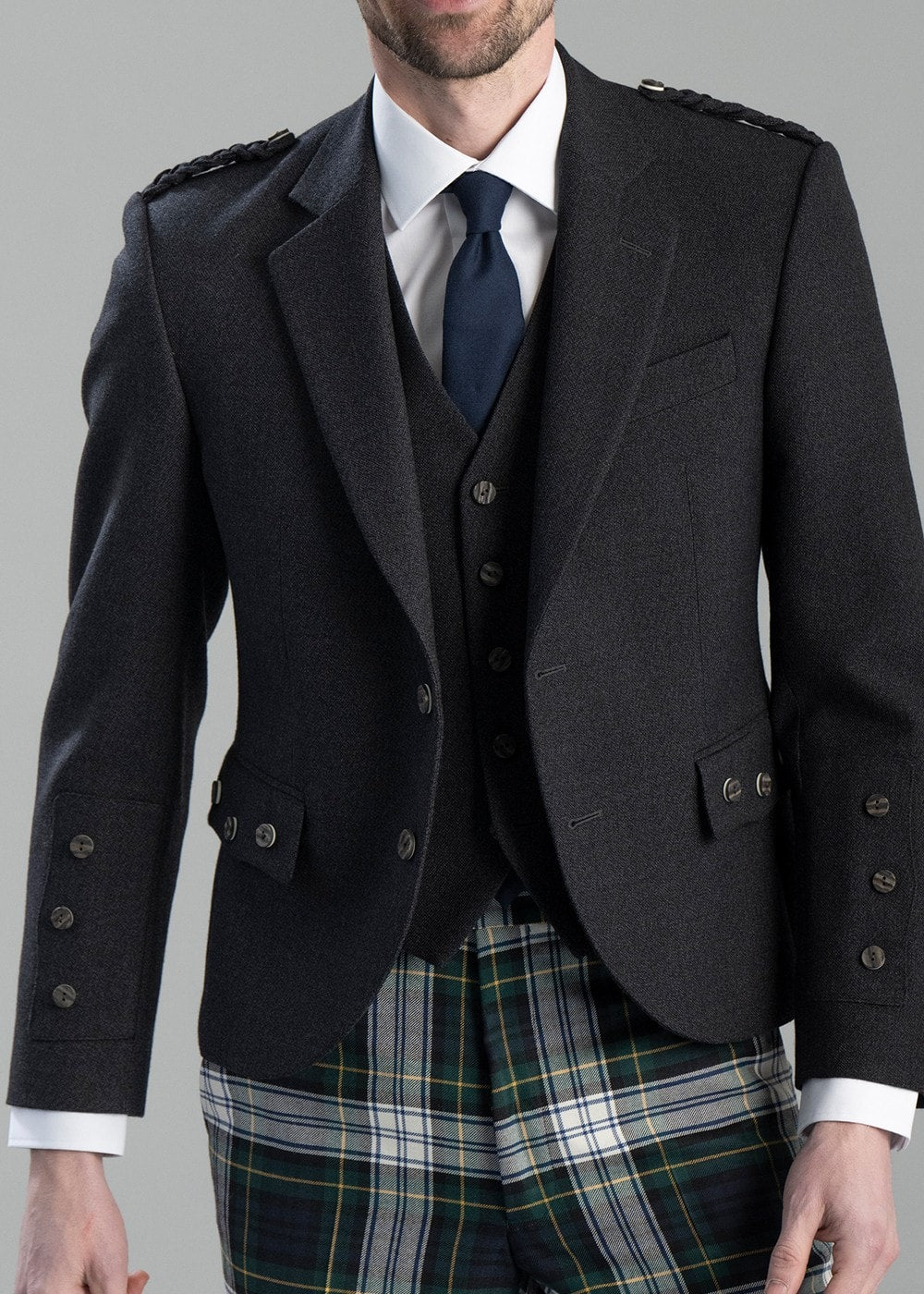 Tweed Argyll Jacket - Charcoal - 6