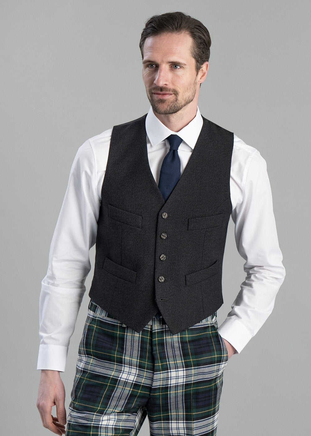 Tweed Argyll Waistcoat - Charcoal - 3