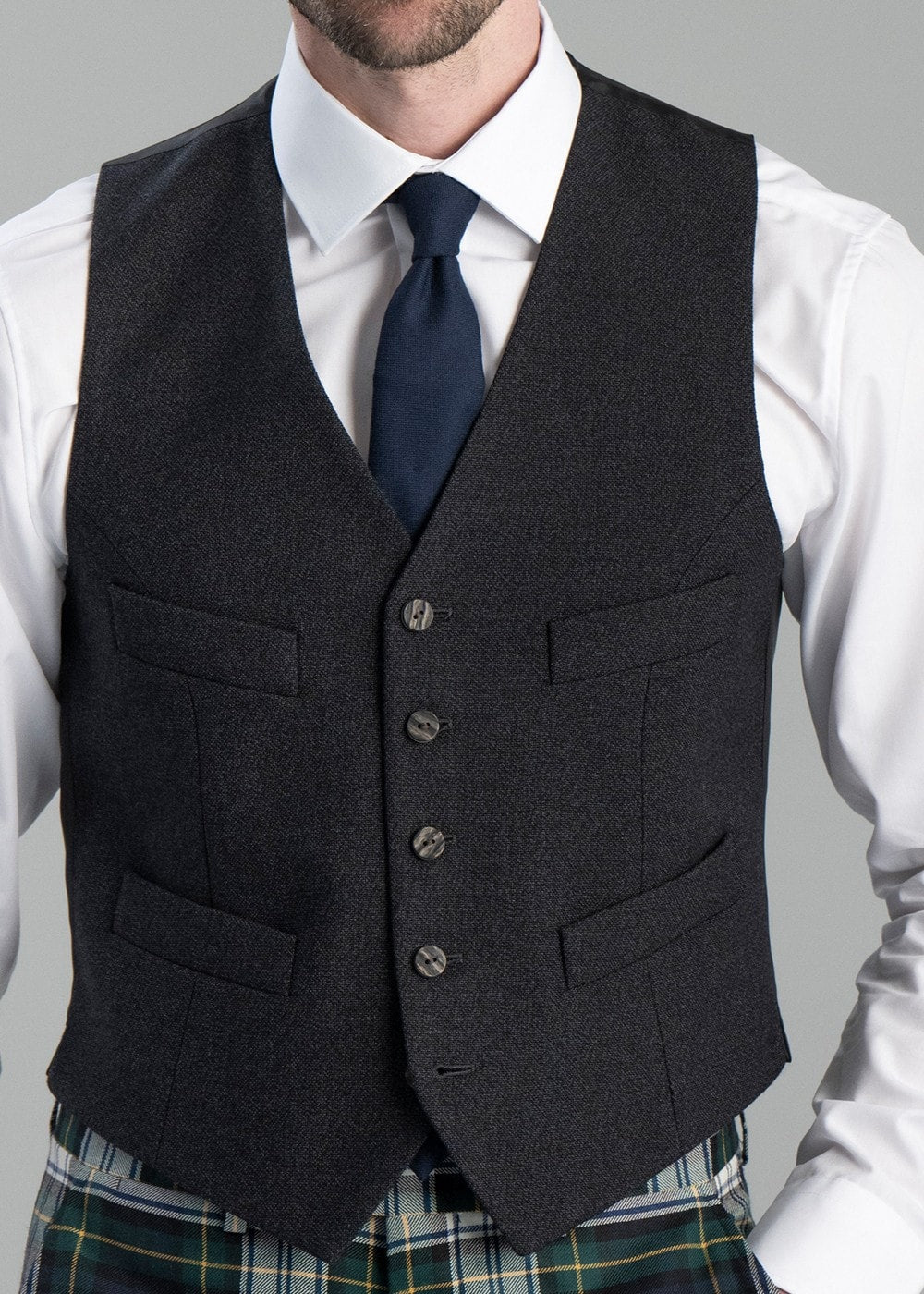 Tweed Argyll Waistcoat - Charcoal - 4