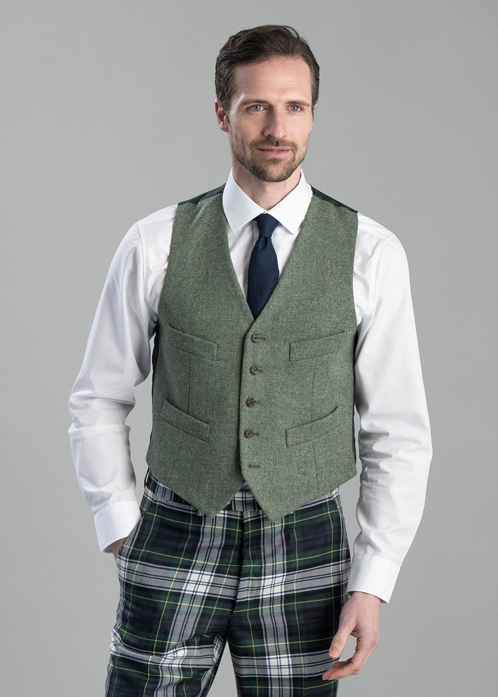 Tweed Argyll Waistcoat - Lovat - 1