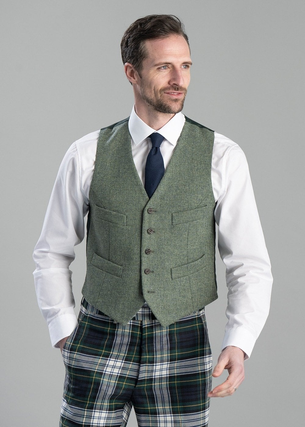 Tweed Argyll Waistcoat - Lovat - 4