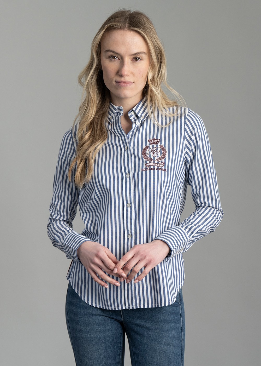 Classic Button Down Shirt - Navy Stripe - 1