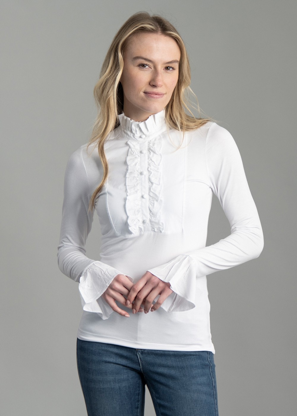 Melissa Jersey Blouse - White - 3