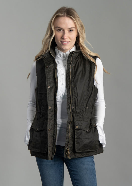 Alma Wax Gilet - Dark Olive - 1