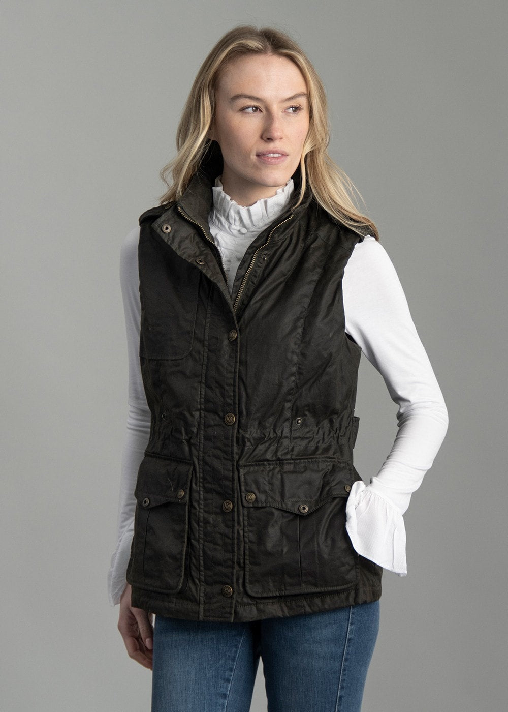 Alma Wax Gilet - Dark Olive - 2