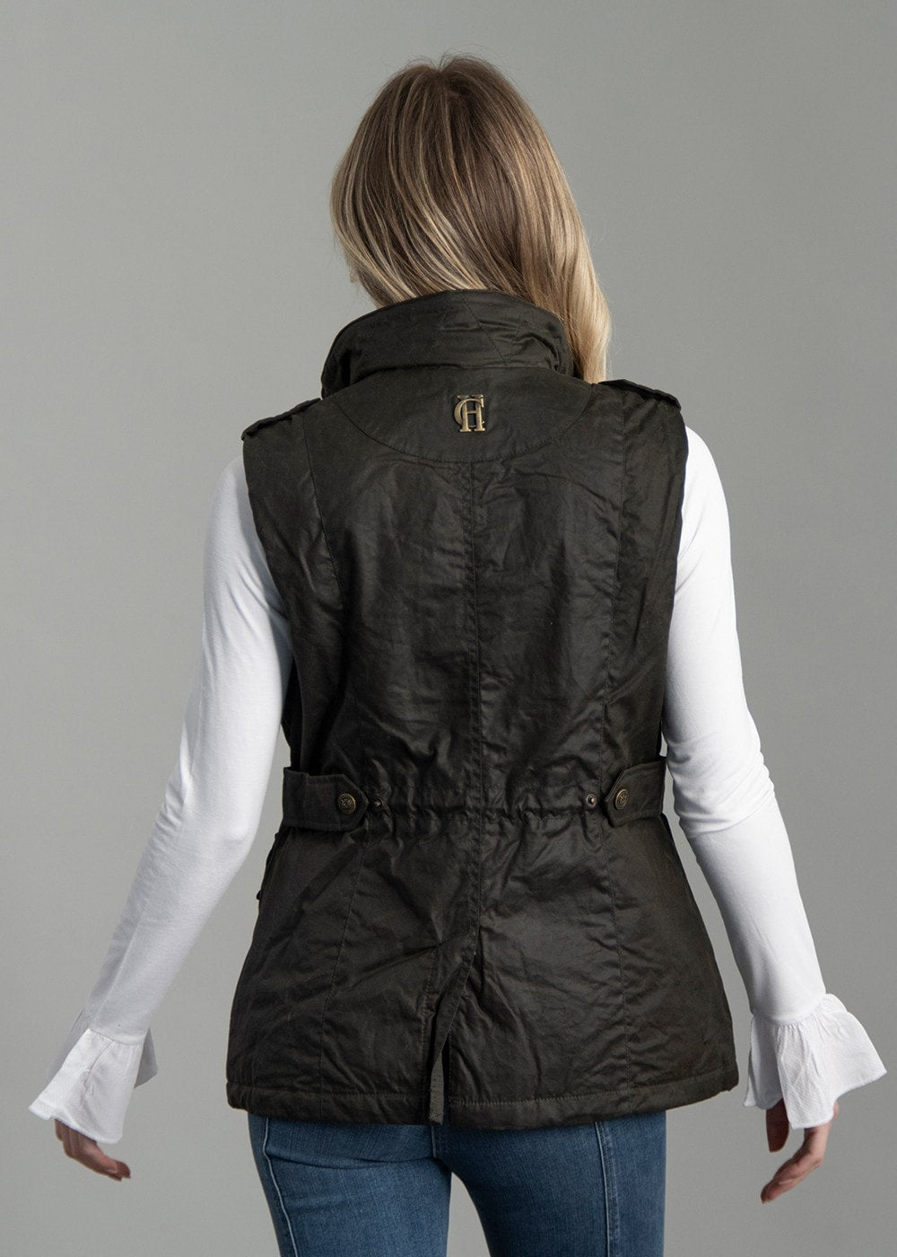 Alma Wax Gilet - Dark Olive - 3