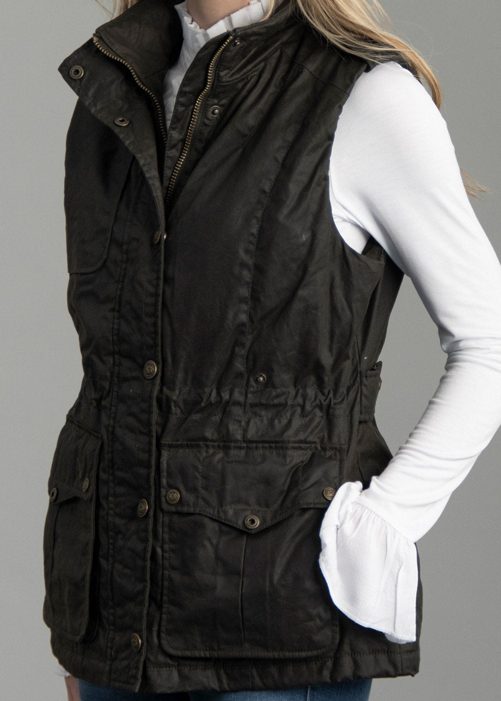 Alma Wax Gilet - Dark Olive - 4