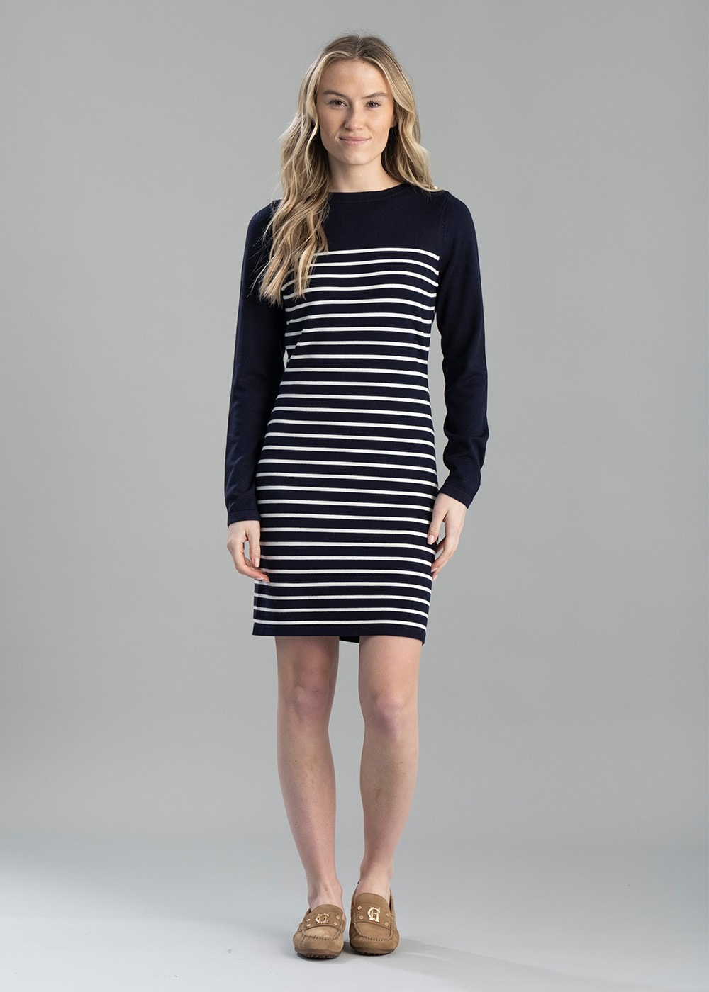 Natalia Mini Dress - Ink Navy Stripe - 1