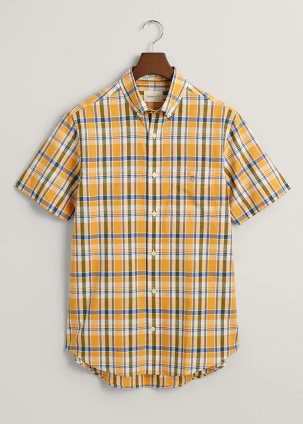 Linen Short Sleeved Check Shirt - Faded Orange - 1