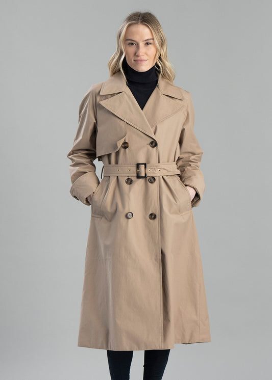 Gwyn Showerproof Trench Coat - Honey and Muted Tartan - 1