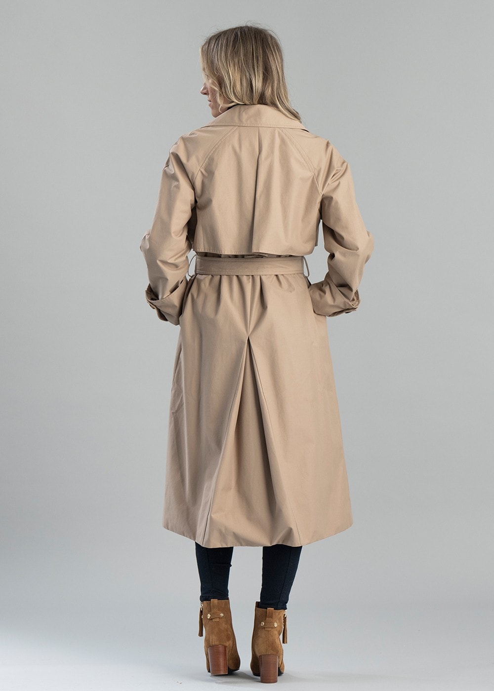 Gwyn Showerproof Trench Coat - Honey and Muted Tartan - 5