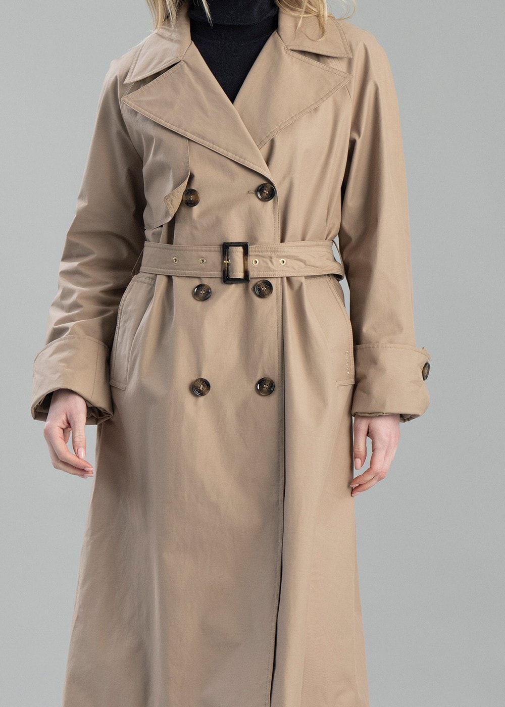 Gwyn Showerproof Trench Coat - Honey and Muted Tartan - 6