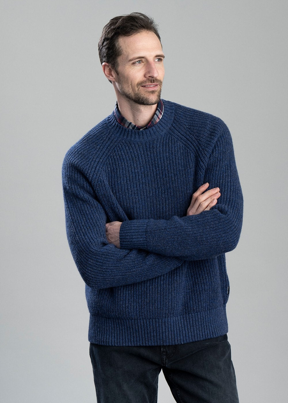 Griffiths Relaxed Crew Neck Sweater - Navy - 1