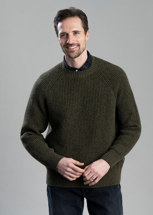 Griffiths Relaxed Crew Neck Sweater - Olive - 1