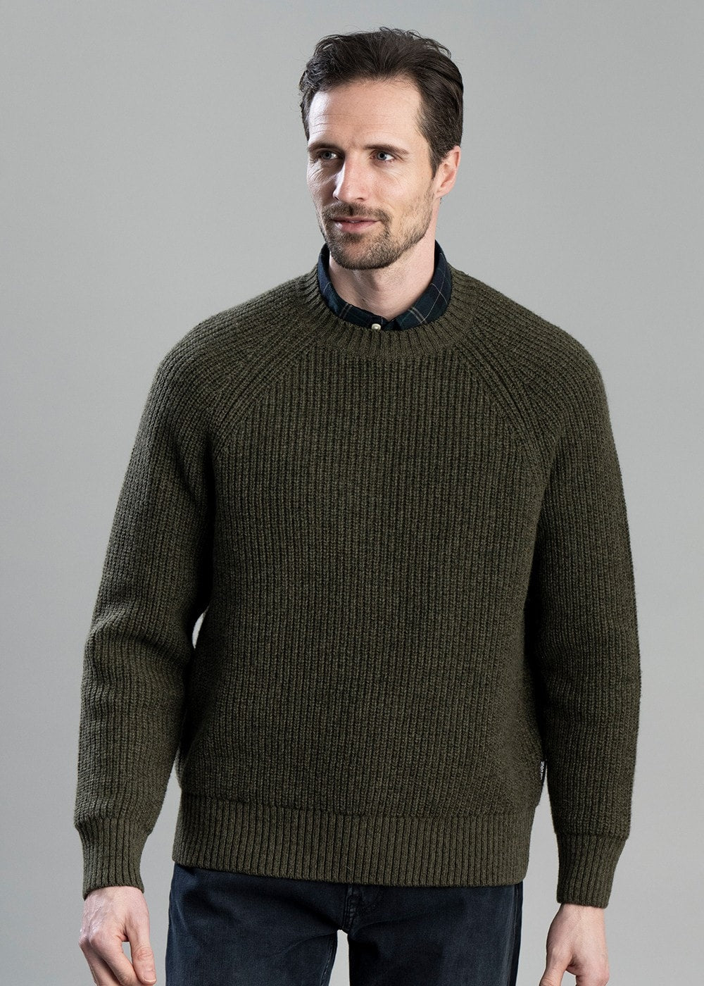 Griffiths Relaxed Crew Neck Sweater - Olive - 2