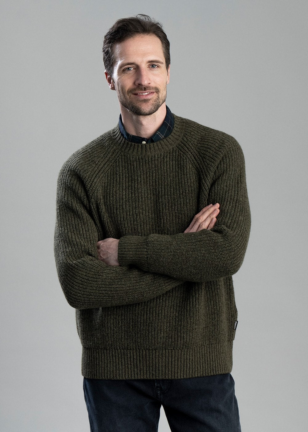 Griffiths Relaxed Crew Neck Sweater - Olive - 3