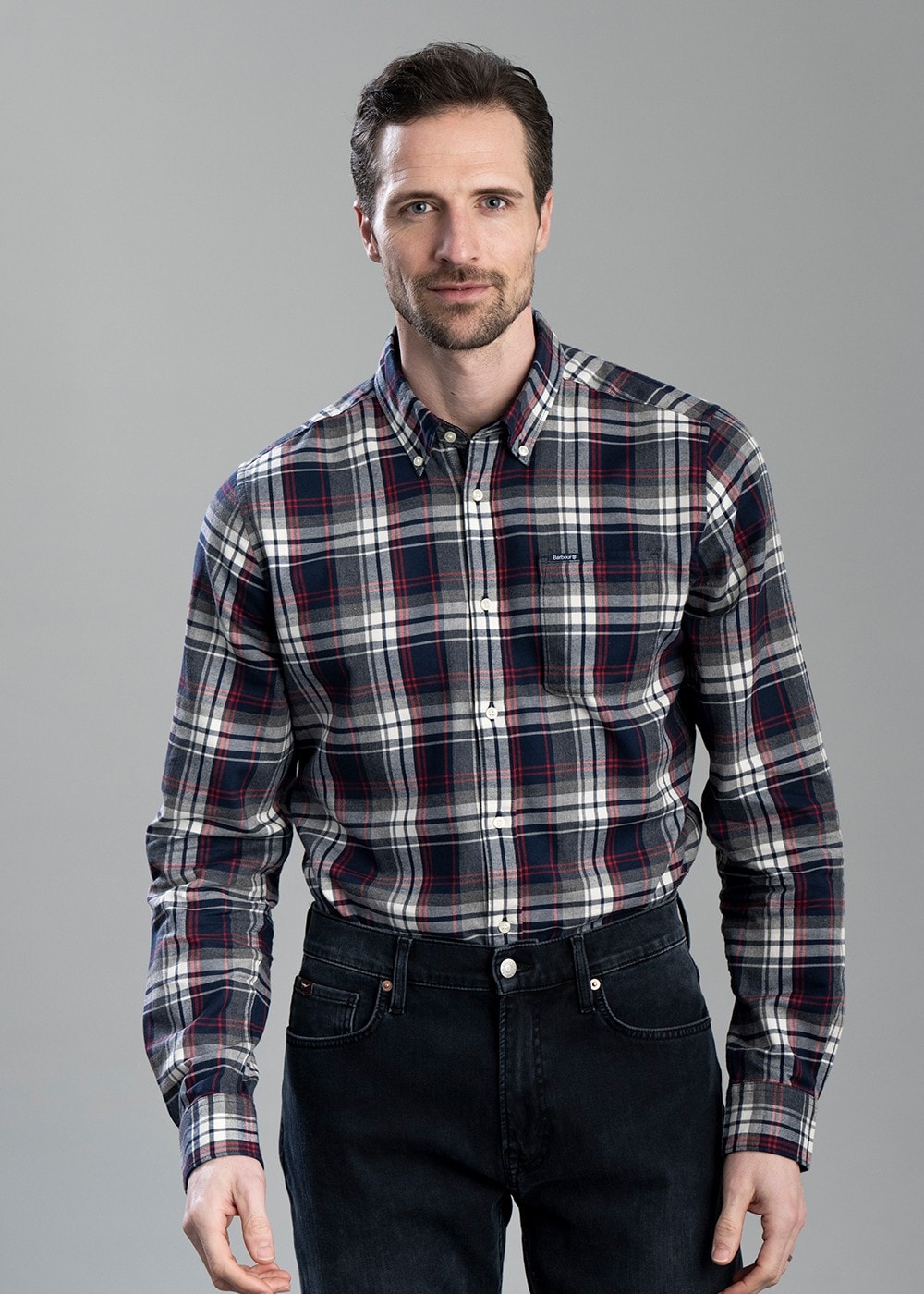 Crossfell Tailored Checked Shirt - Navy - 1