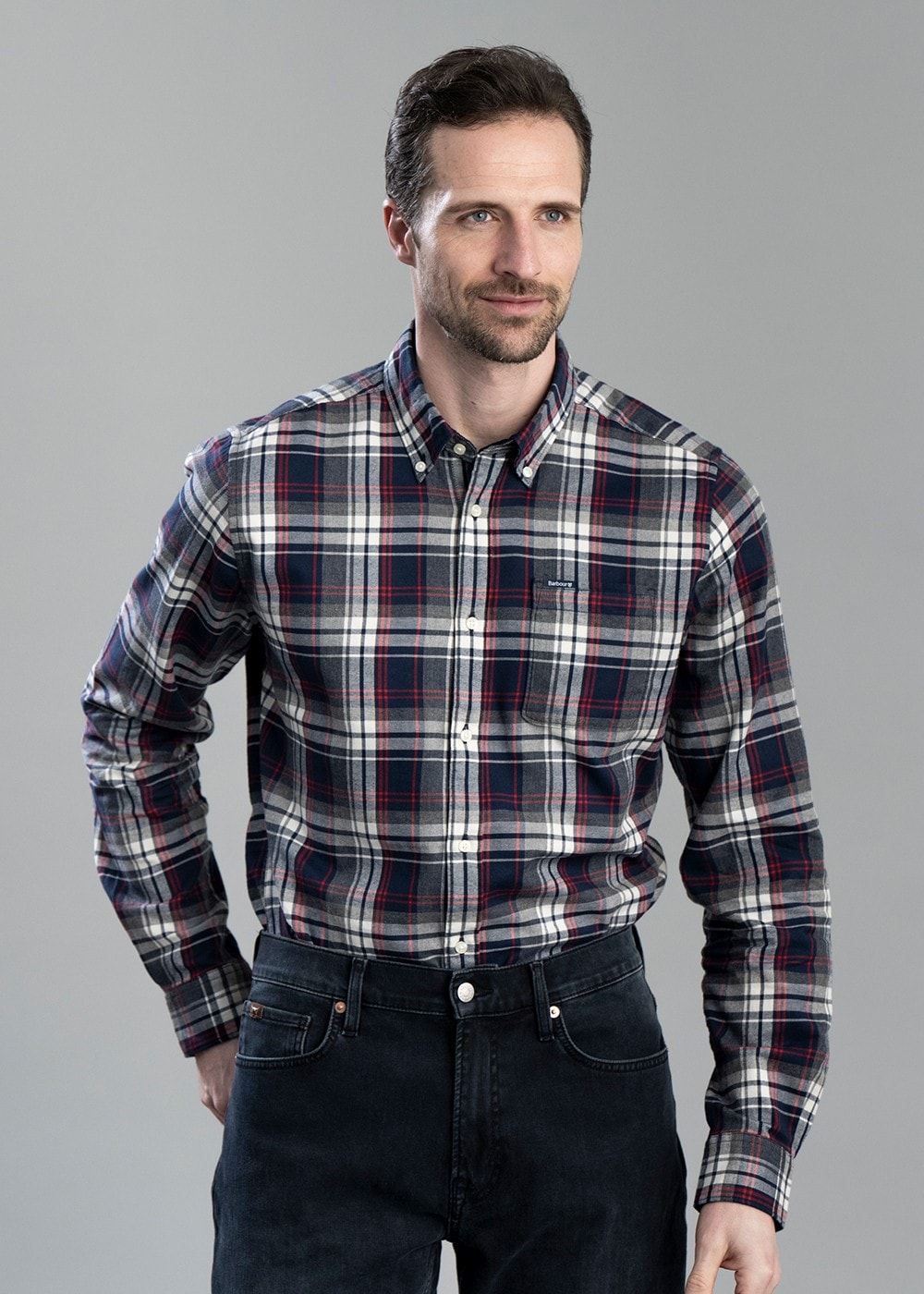 Crossfell Tailored Checked Shirt - Navy - 4