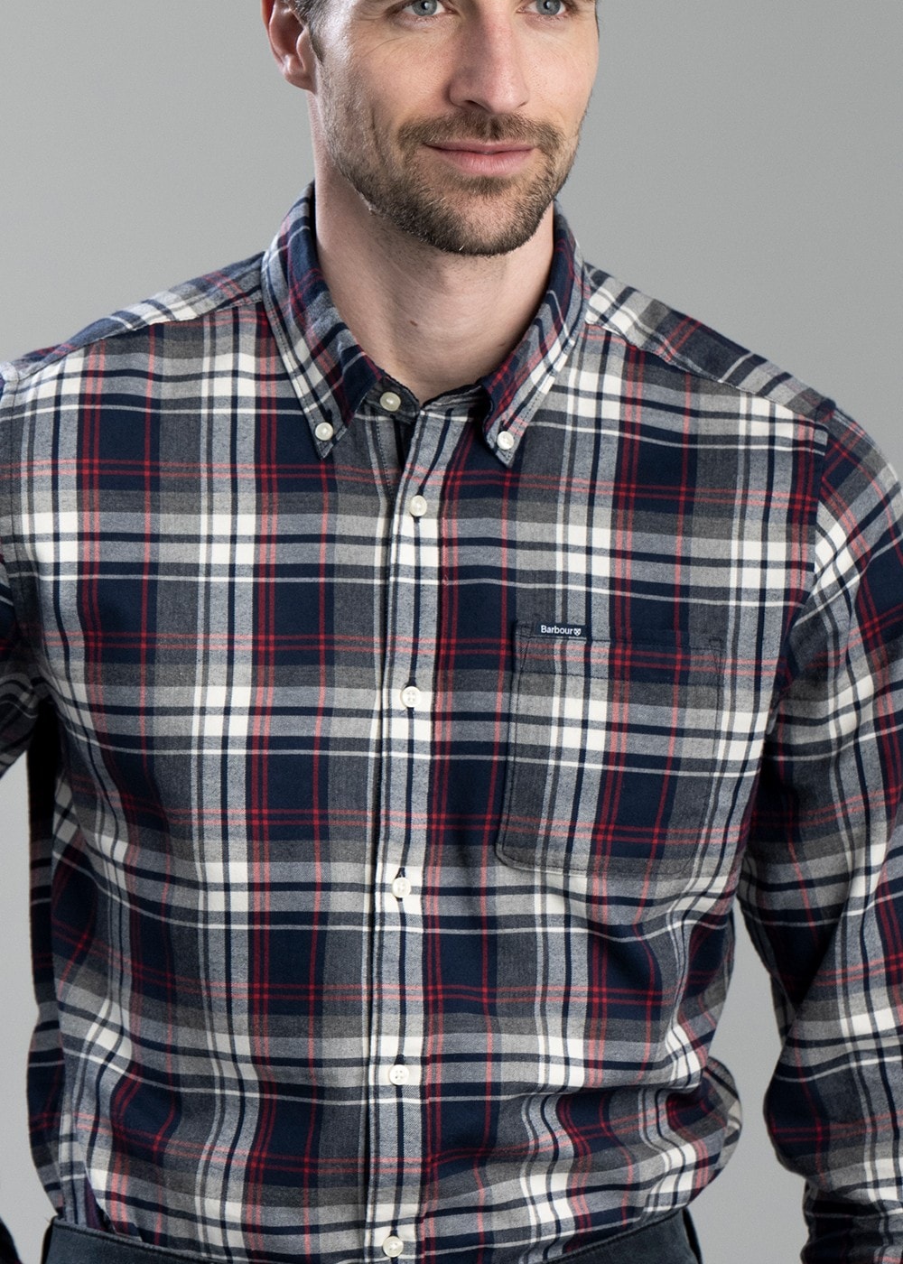 Crossfell Tailored Checked Shirt - Navy - 6