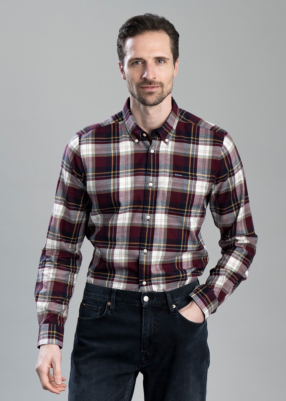 Crossfell Tailored Checked Shirt - Merlot - 3