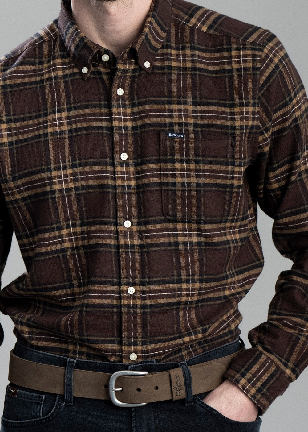 Drumhill Tailored Checked Shirt - Brown - 5