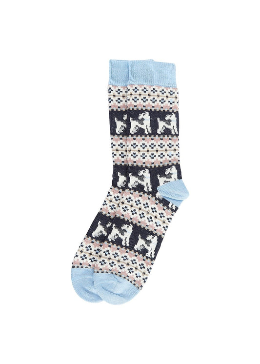 Terrier Fairisle Socks - Navy and Pink - 1