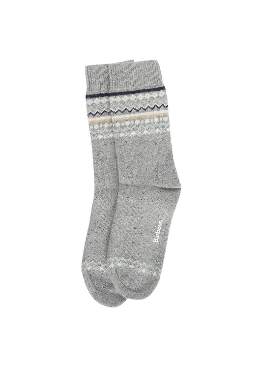 Anaise Fairisle Socks - Mid Grey and Loden - 1