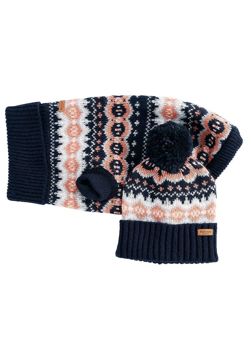 Case Fairisle Dog Gift Set - Pink and Navy - 2