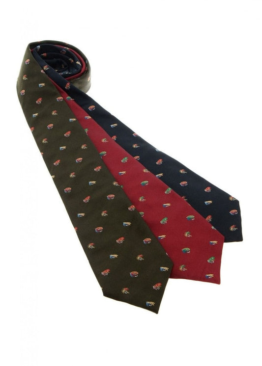 Fishing Hook Silk Tie - Wine - 0