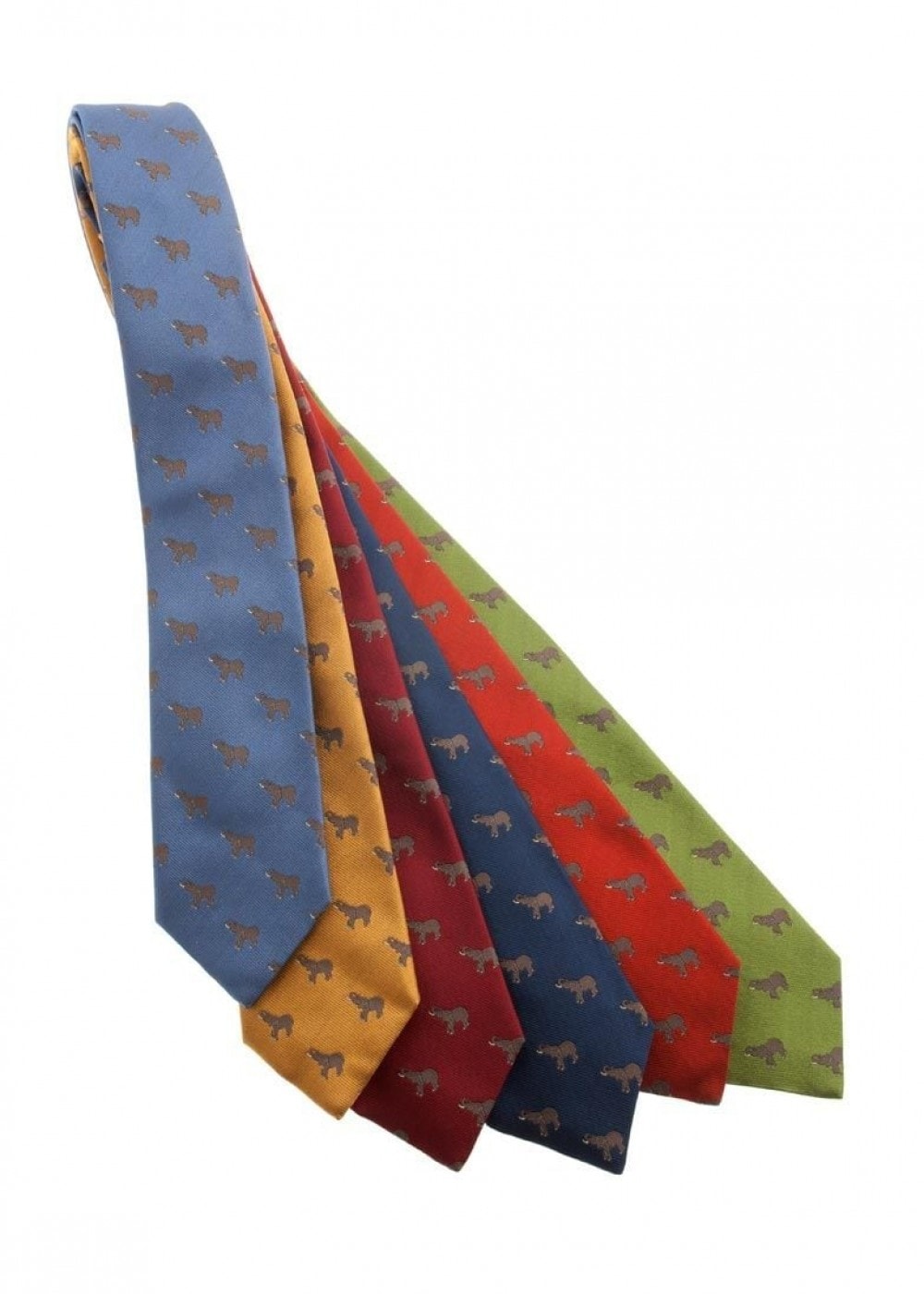 Large Elephant Silk Tie - Green - 0