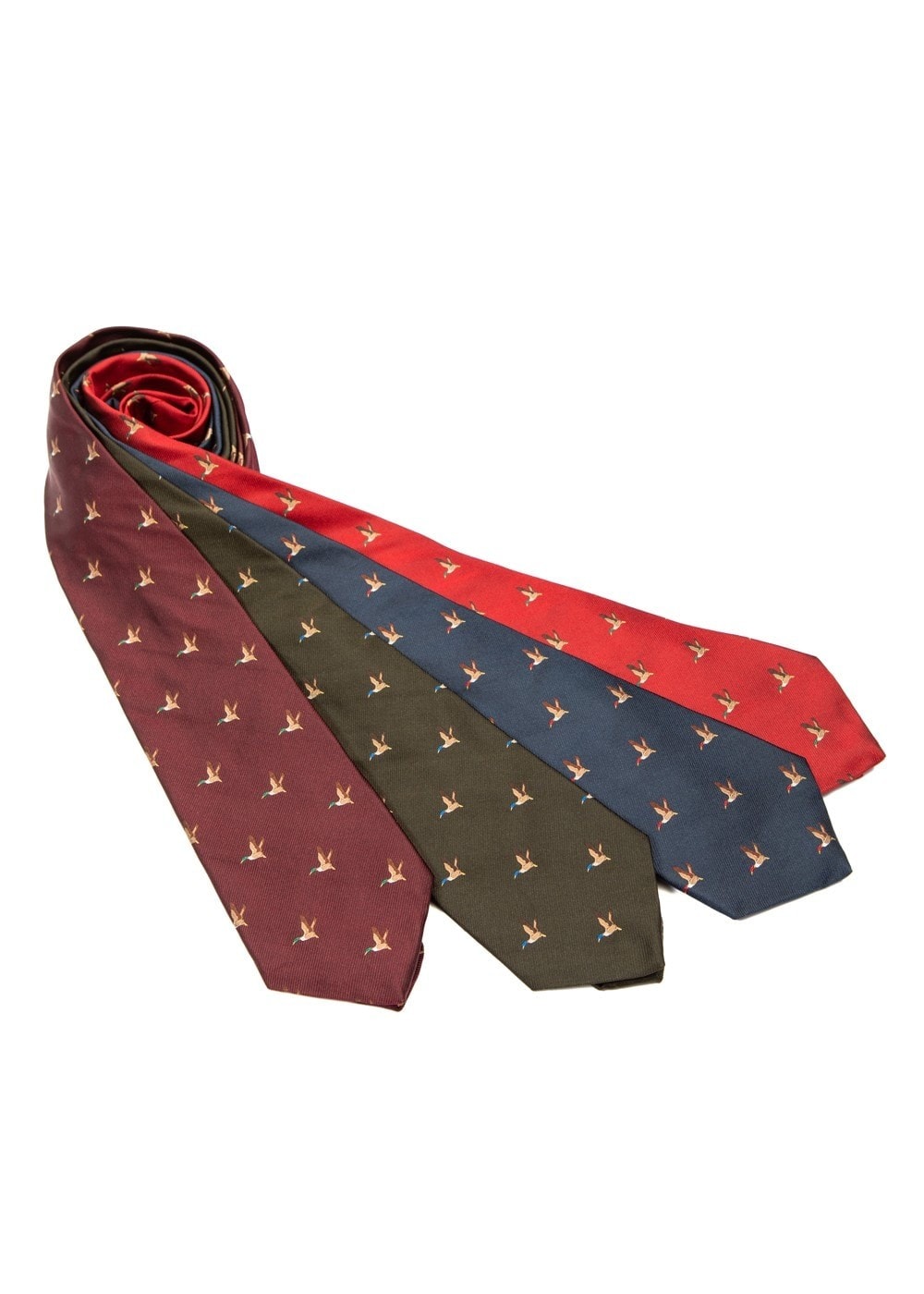 Flying Ducks Silk Tie - Red - 0