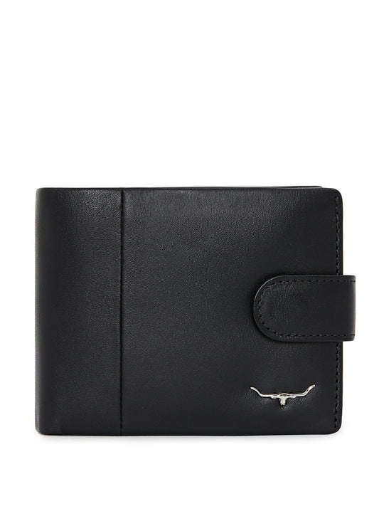 Leather Wallet with Coin Pocket - Black - 0